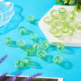Craftdady 30 Pcs Flower Acrylic Bead Caps 24mm Wind Bell Bead End Caps Large Hole UV Plating Bellflower Spacer Beads for Beaded Pen Jewelry Making DIY Earrings, Light Green