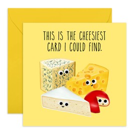 Central 23 - Cute Birthday Card - 'Cheesiest Card' - Anniversary Card - Funny Pun for Men and Women - Sweet Valentine Card for Husband or Wife - Comes with Fun Stickers