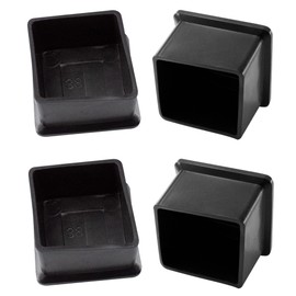 bociloy 4Pcs Square Chair Leg Caps, Flexible PVC Chair Leg Tips Cover, 38x38mm/1.5"x1.5" Furniture Foot Protectors, Non-Slip Table Chair Leg End Cap, Black