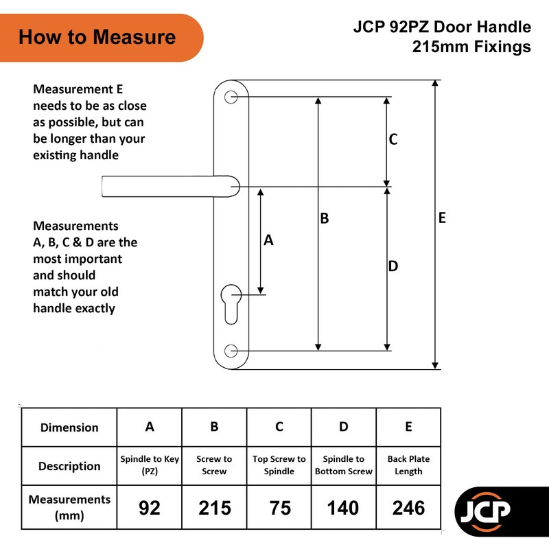 JCP PRO uPVC Door Handle Pair Set Sprung 92 PZ