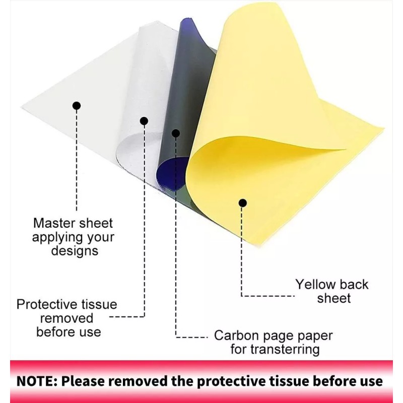 Unbranded 10 Tattoo Transfer Paper Stencil Carbon Thermal Tracing Hectograph