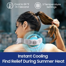 HomePlus Cooling Neck Fan, 2-in-1 Neck Air Conditioner Portable Rechargeable, Wearable Personal Fan, 4400mAh Large Battery, Ergonomic Design, Navy Blue
