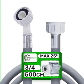 Inlet Hose Washing Machine and Dishwasher 5 m with Valves Diameter 3/4 Inch Pressure from 20 to 60 Bar Temperatures up to 25 °C ONIX TECH