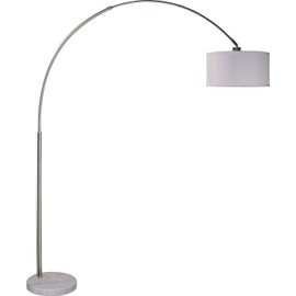 SH Lighting 6938WH 81"H Brush Steel Adjustable Arching Floor Lamp with Marble Base, White, Piece
