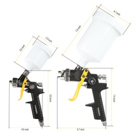 FORNAX HVLP Gravity Paint Spray Gun 2 Set Kit, 1.4 mm Nozzle, 0.8 mm Nozzle 600ml Auto Gravity Feed Painting with Air Pressure Regulator Gauge Air Spray Gun for Furniture, Car, Fence,Model Making