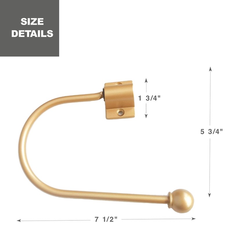 Adjustable Gold Curtain Holdbacks, Foldable Tiebacks for Heavy Drapes