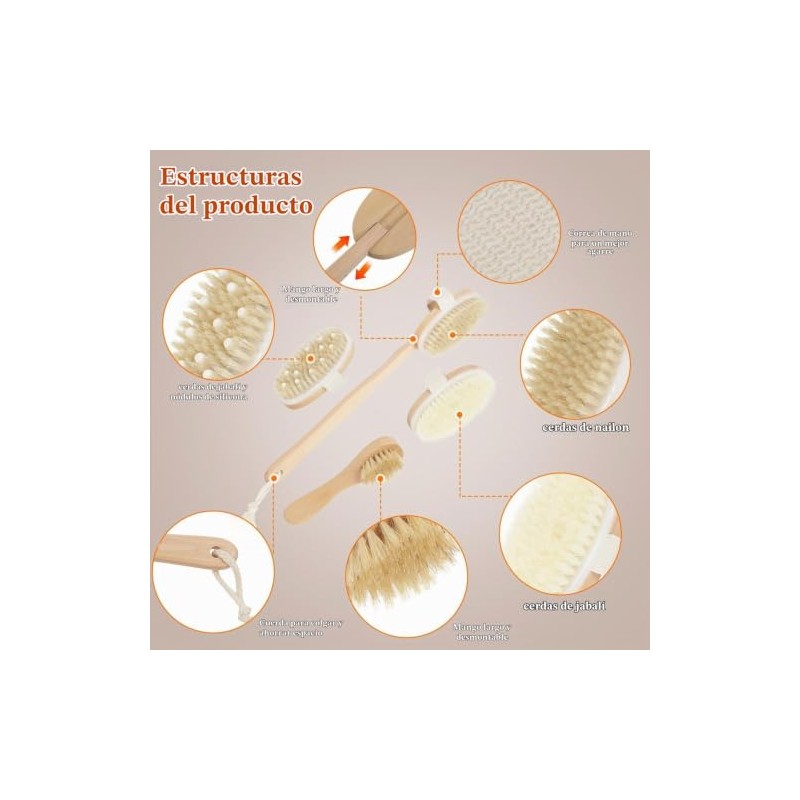 Cepillo Exfoliante Corporal en Seco 4Piezas