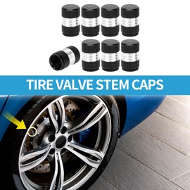 A ABSOPRO Tire Valve Stem Caps 10x16MM Car Wheel Valve Cap Aluminum Alloy Black for Car Bike Motorcycle Truck Anti Crash Tyre Valve Stem Cover Valve Dust Cap Tire Valve Cap 8 Pcs