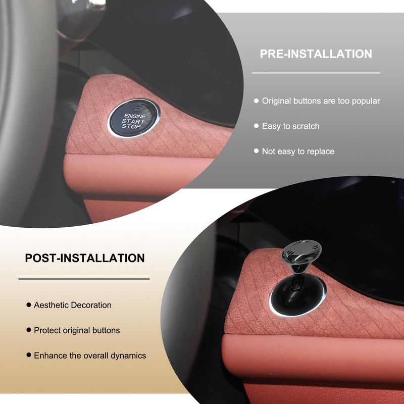 ZNDAW Joystick Car Push Start Button Cover, Metal Car Starter