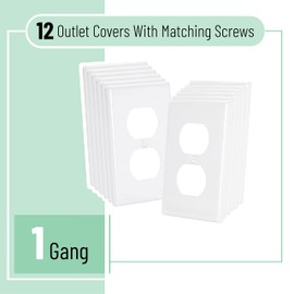 Bates- White Outlet Covers, Wall Plates, Pack of 12, Electric Wall Plate Cover, Outlet Plate, Plug Cover, Outlet Covers, Power