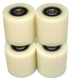 (50-50-10) 4 x 50mm Diameter Milled Nylon Rollers Made in EU (50mm Wide - 10mm Bearing)