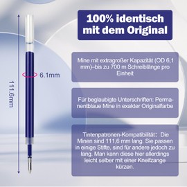 LVZONGXIN Pack of 12 Liquid Gel Refills, Metal Tip, Compatible with Pentel Energel, Blue, 0.7 mm Ball Tip Refills, Works with Pilot G2 07, Gel Pen Refill [Not Erasable]