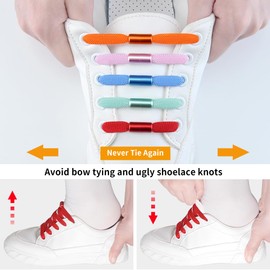 RJ-Sport Flat Elastic Shoe Laces - 2 Pairs Elastic No Tie Shoelaces for Adults & Kids Shoes Black & Orange