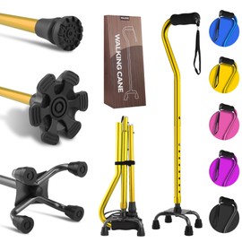 LIXIANG Walking Cane 3 in1 - Adjustable Lightweight Walking Sticks from 29-37 Inches,Balancing Mobility Aid for Men and Women Gold