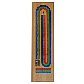 WE Games Classic Cribbage Set Solid Wood Tricolor Continuous 3 Track Board with Metal Pegs, Family Games, Living Room Decor, Travel Games, Outdoor Games, Birthday Gifts, 2 Player Games, Card Games