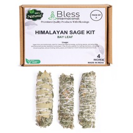 Bless-International Himalayan-Sage-Bay-Leaf-Incense Premium-100%-Natural-and-Organic Handcrafted-4-Inches-Long Used-for-Home-Cleansing-Meditation-Smudging-Rituals