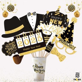 New Years Hats 2025 and New Years Props Set - 27 Pieces, New Years Photo Booth Props, New Years Decorations 2025, New Years Eve Party Supplies New Years Eve Photo Booth Props 2025, New Years Eve Hats