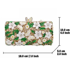 Boutique De FGG Small Flower Clutch Purses for Women Formal, Butterfly Crystal Clutch Evening Bag, Purple Handmade Hardcase Handbag