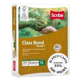 Papel tamaño carta Scribe Class Bond dorado quinientas hojas blanco calidad premium                                                                   