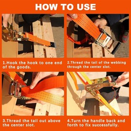 SALUINOKI 2Pack 4 inch Ratchet Straps 30ft Heavy Duty with Flat Hook for Flatbed Trailer Winch Strap 4 inch Flatbed Straps Ratcheting Orange