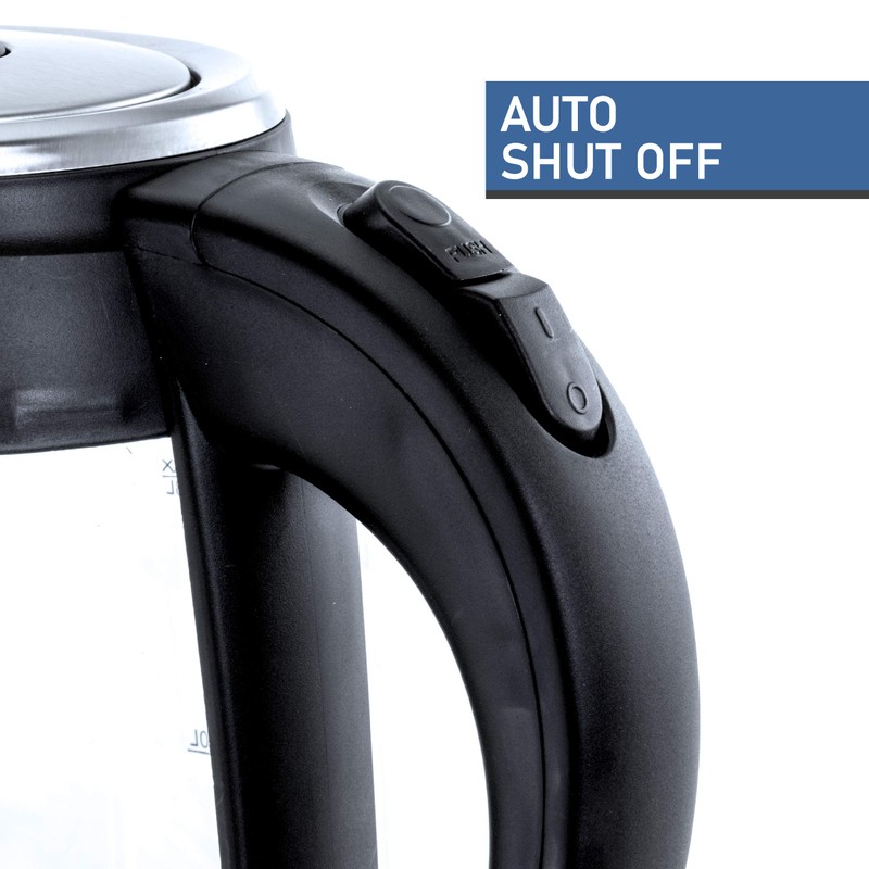 Megachef Glass and Stainless Steel Electric Tea Kettle, 1.8 L