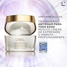 L'BEL - Concentré Cell + Día Crema para Rostro 50 g, Crema Facial Antiedad, Hidrata y Protege la Piel, Protección FPS 30, Reduce Líneas de Expresión y