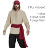 HSDOU Mens Pirate 3 Pcs Costume Set Renaissance Pirate Shirt