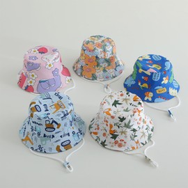 LYZOURBB Baby Girl Boy Bucket Hats, Unisex Kids Wide Brim Foldable Sun Protection Hats with Adjustable Chin Strap UPF 50+ Outdoor Play Hat for Toddler Kids 0-4Years