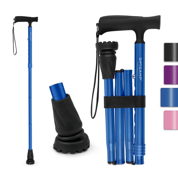 GPTCAMP G2 Walking Cane for Women and Men, Sleek, Foldable,
