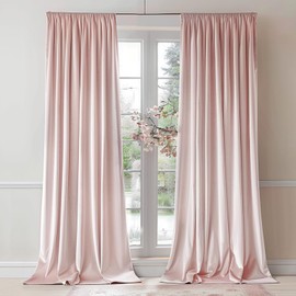 Lazzzy Pink Velvet Curtains Room Darkening Thermal Insulated Curtains 96 Inch Long Window Drapes for Bedroom Living Room Super Soft Luxury Rod Pocket Window Treatment, 2 Panels