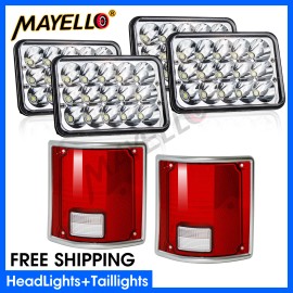 mayello 6PCS For 1987-1988 V1500 V2500 Suburban V3500 4X6 LED Headlights+Tail Lights DOT