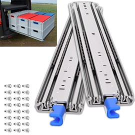 SLIDEWAY 500Lbs Heavy Duty Upgraded Locking Drawer Slides 1 Pair 16 18 20 22 26 30 40 Inch Full Extension Ball Bearing Sliding Rails Cabinet Runners Tracks RV Glides (76mm Wide Lock)-16"