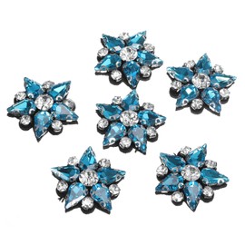sourcing map Handmade Star Beaded Patches, 6Pcs Glass Crystal Rhinestone Appliques Star Patches Appliques for Clothing DIY Sewing Accessories, Sky Blue