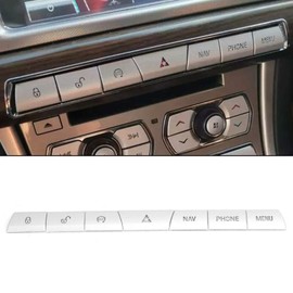 Pack of 7 Multimedia Panel Button Cover Stickers Silver Aluminium Alloy Dash Button Repair Kit Suitable for Jaguar XF 2012 to 2015