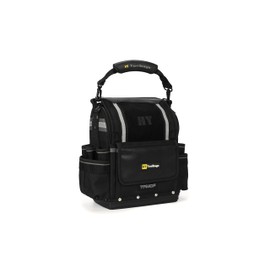 Closed Top Toolbags Professional Electrician Tool Bag, Tool Organizer, HVAC,Black, Large Capacity Multi-Pocket Design, Removable Tool Panels, Service Bag with Shoulder Strap, Molded Handle