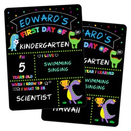 WaaHome First Day of School Board 9"x12" First and Last Day of School Sign Double Sided Back to School Sign Supplies for Kids Girls Boys, Dinosaur 1st Day of Kindergarten Preschool Pre K Sign Gifts
