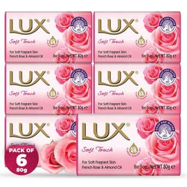 LUX Pink Soft Beauty Soap Bar - Indulgent Skincare for Face, Hands & Body - Enriched for Smooth, Radiant Skin - Gentle Daily Bath & Shower Soap w/Fresh Fragrance - Men & Women - 80g x 6
