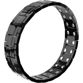 POLLDAN Magnetic Bracelets for Women - 6200 Gauss Power | 3X Power Titanium Bracelet for Women | Adjustable Magnet Bracelet for Women in Adorable Gift Box | Stylish Magnetic Jewelry Gifts (Night Black)