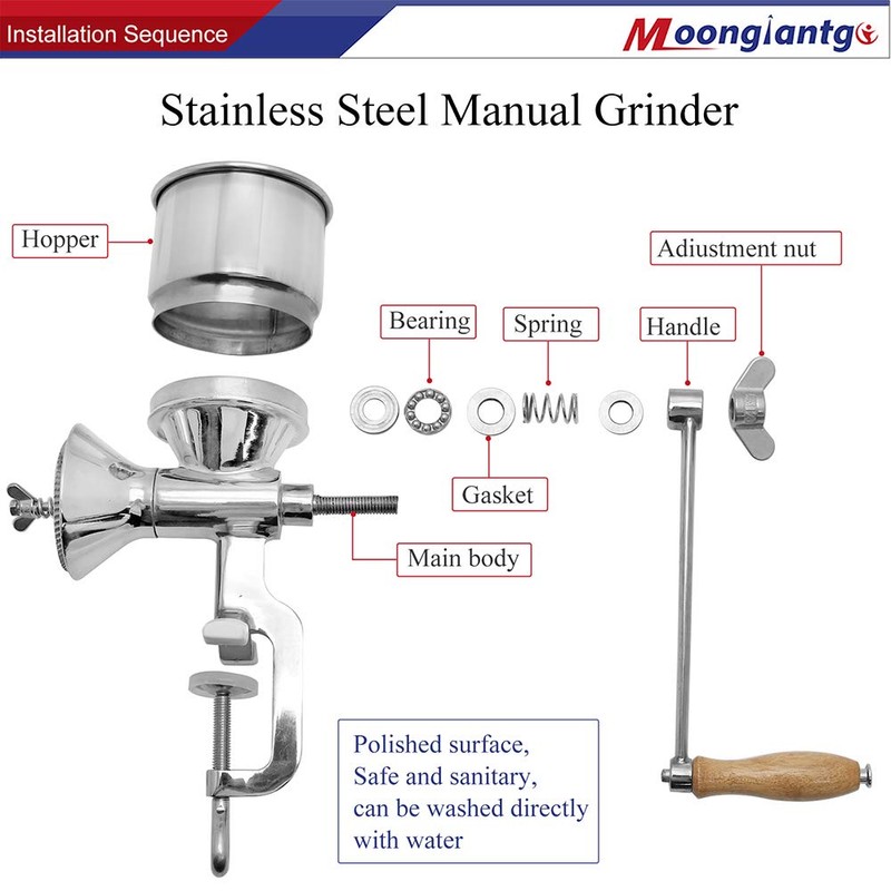 Moongiantgo Manual Grain Mill Coffee Grinder Stainless Steel Hand Operated
