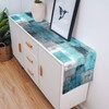 Table Runner Dresser Scarves, Turquoise and Grey Abstract Art Dining