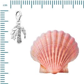 Quiges 3D Palm Tree Clip On Charm Pendant Silver Plated Women's Jewellery