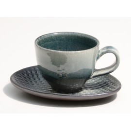 丸伊製陶 信楽焼 へちもん コーヒーカップ ソーサー セット 約240ml モザイク 青 MR-3-3290