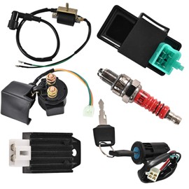 Trkimal Complete Electrics Wiring Harness Stator Coil CDI Switch lock Ignition Switch Solenoid Relay Spark Plug for 4 Stroke ATV 50cc 70cc 110cc 125cc Pit Quad Dirt Bike Go Kart
