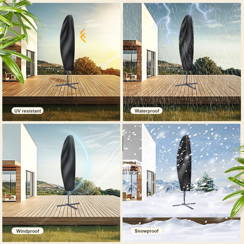 AiQInu Parasol Protective Cover with Rod, Large Cantilever Parasol Protective