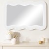 CULER Wavy Mirror for Bathroom,White Wood Irregular Mirror for Wall,Rectangle