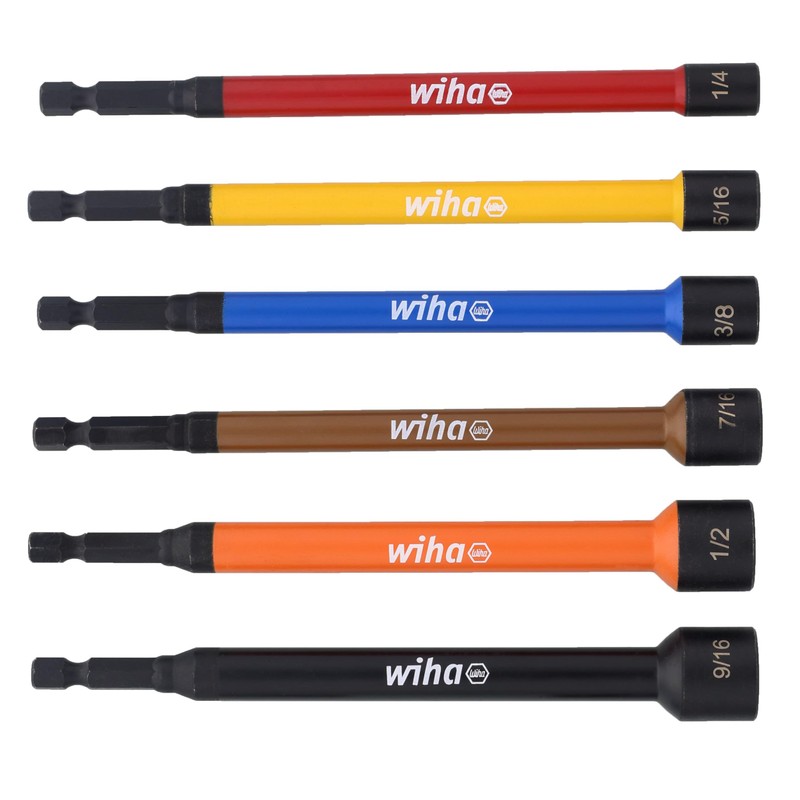 Wiha 94400 12 Piece Color Coded Magnetic Nut Setter SAE-Metric
