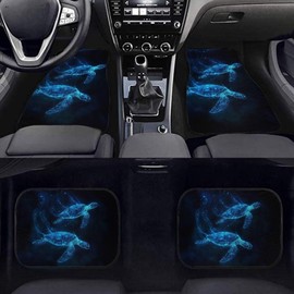 Darisoco Blue Bling Sea Turtle Tie-dye Car Floor Mat Front & Rear Car Cloth Surface Pad Mats Anti-skidding for Travel Fits Trucks SUV