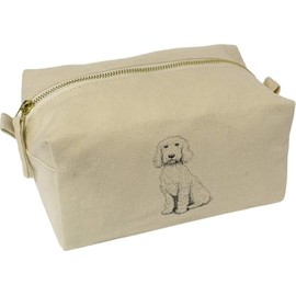 'Golden Doodle Dog Sitting' Canvas Wash Bag/Makeup Case (CS00042146)