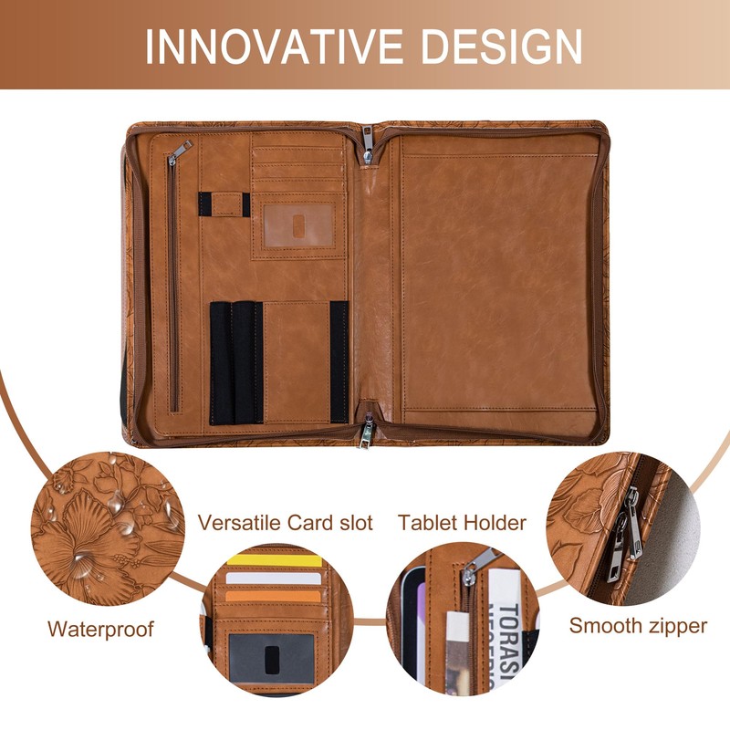 Link Luck Portfolio Organizer - 3 Ring Binder with Zipper,