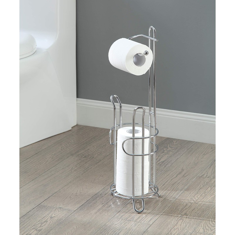 SunnyPoint Freestanding Toilet Paper Holder with Storage – Holds 3